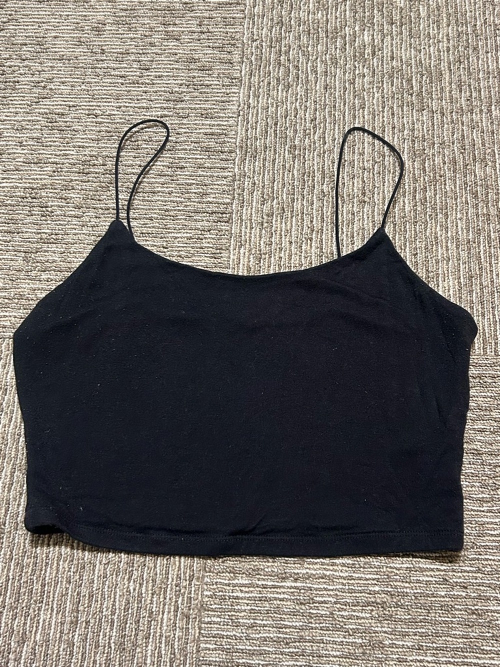 Black Spaghetti Strap Crop Tank Top - Women
